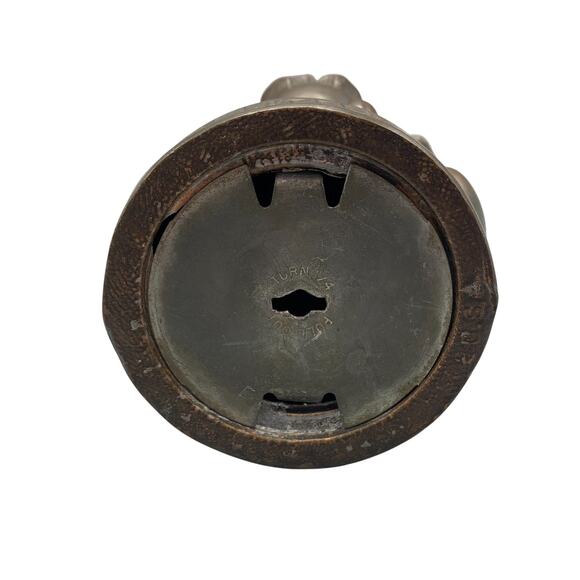 Three Little Pigs Cast Metal Piggy Bank Coin Worn Copper Tone Finish Key USA - Picture 5 of 7